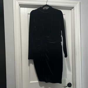 Black velvet mini dress